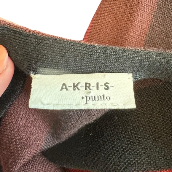 Akris Punto - Elegant Red and Black Striped Wool Dress Sz M - Picture 7 of 10